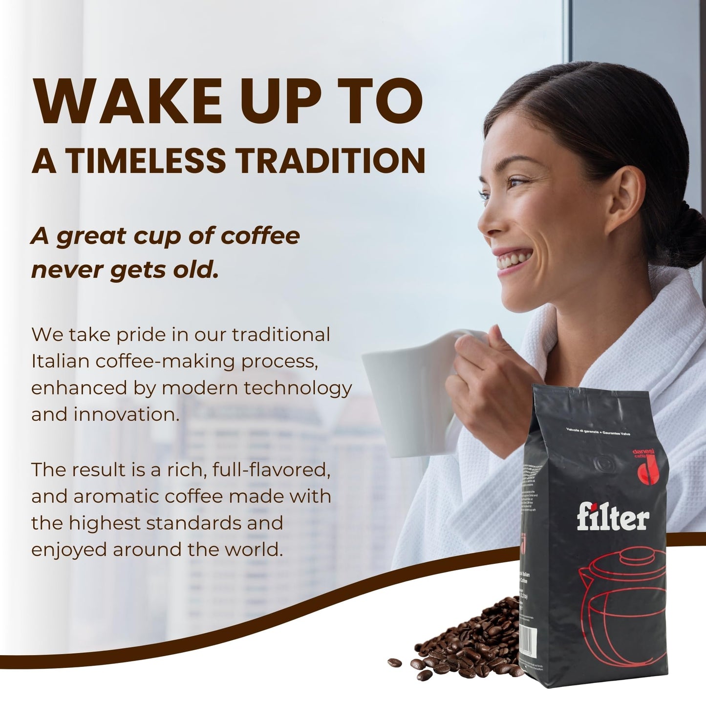 Danesi Caffe Italian Whole Coffee Beans - Espresso Coffee Beans And Medium Roast Whole Bean - Perfect For Espresso Machines, Fre