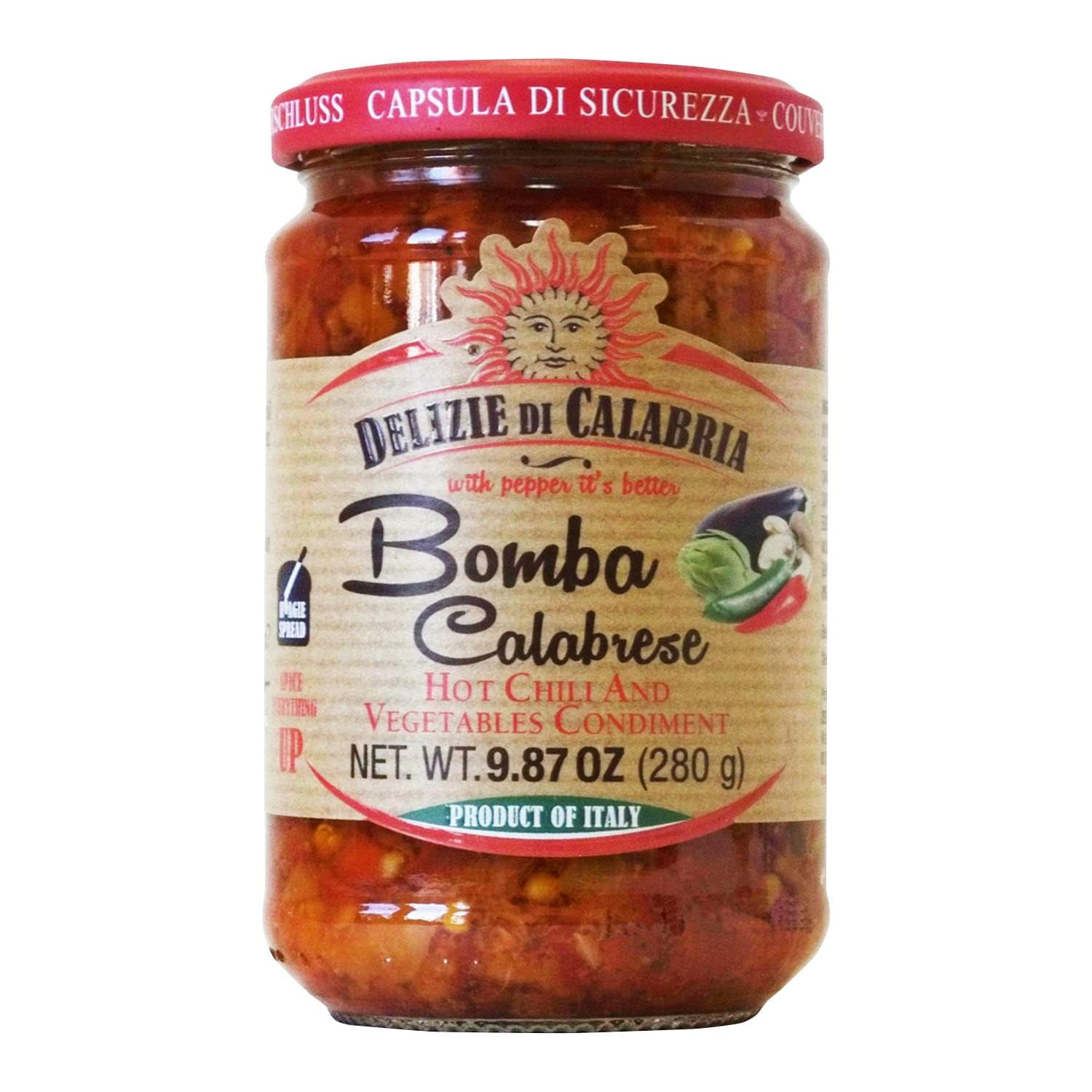 Delizie di Calabria Bomba Calabrese Hot Sauce Spread - Spicy Italian Seasoning, 9.87 oz