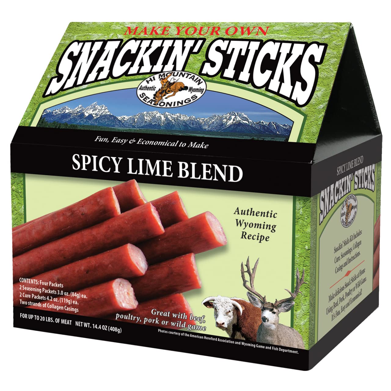 Hi Mountain Seasonings | Snack Stick Seasoning Kit | SPICY LIME BLEND | Includes Seasoning, Cure, Casings, & Directions | Season