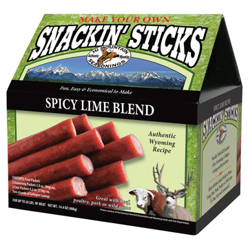 Hi Mountain Seasonings | Snack Stick Seasoning Kit | SPICY LIME BLEND | Includes Seasoning, Cure, Casings, & Directions | Season