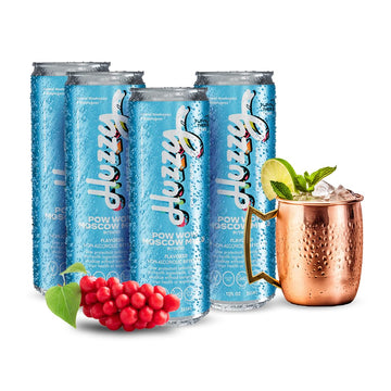 Huzzy Smart Sips Non-Alcoholic Moscow Mule Inspired Drink - Low Calorie, Low Carb - 4 Pack