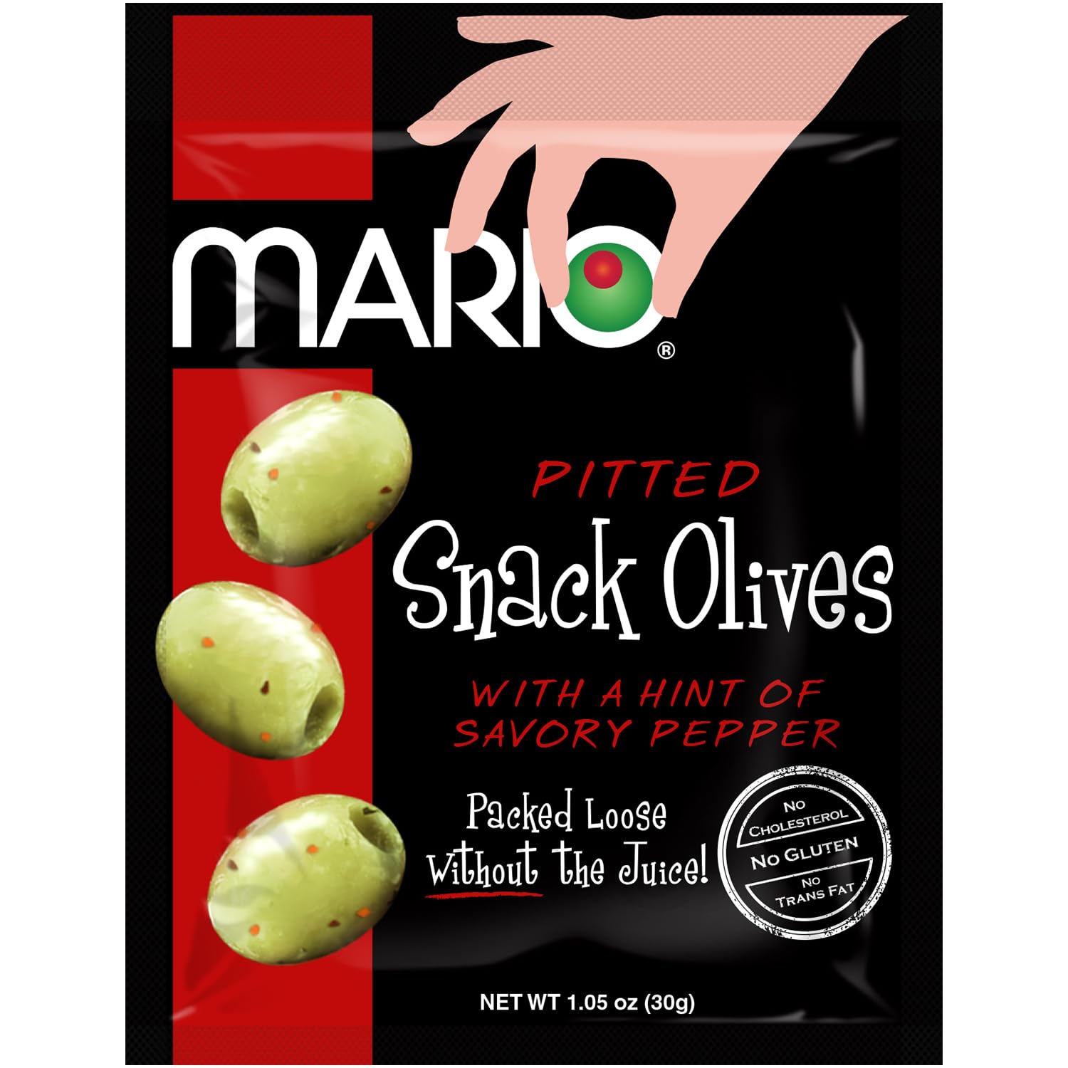 Mario Camacho Foods Pitted Snack Olives - Green Olives With A Hint Of Pepper - 1.05 Oz Pouches (Pack Of 12)