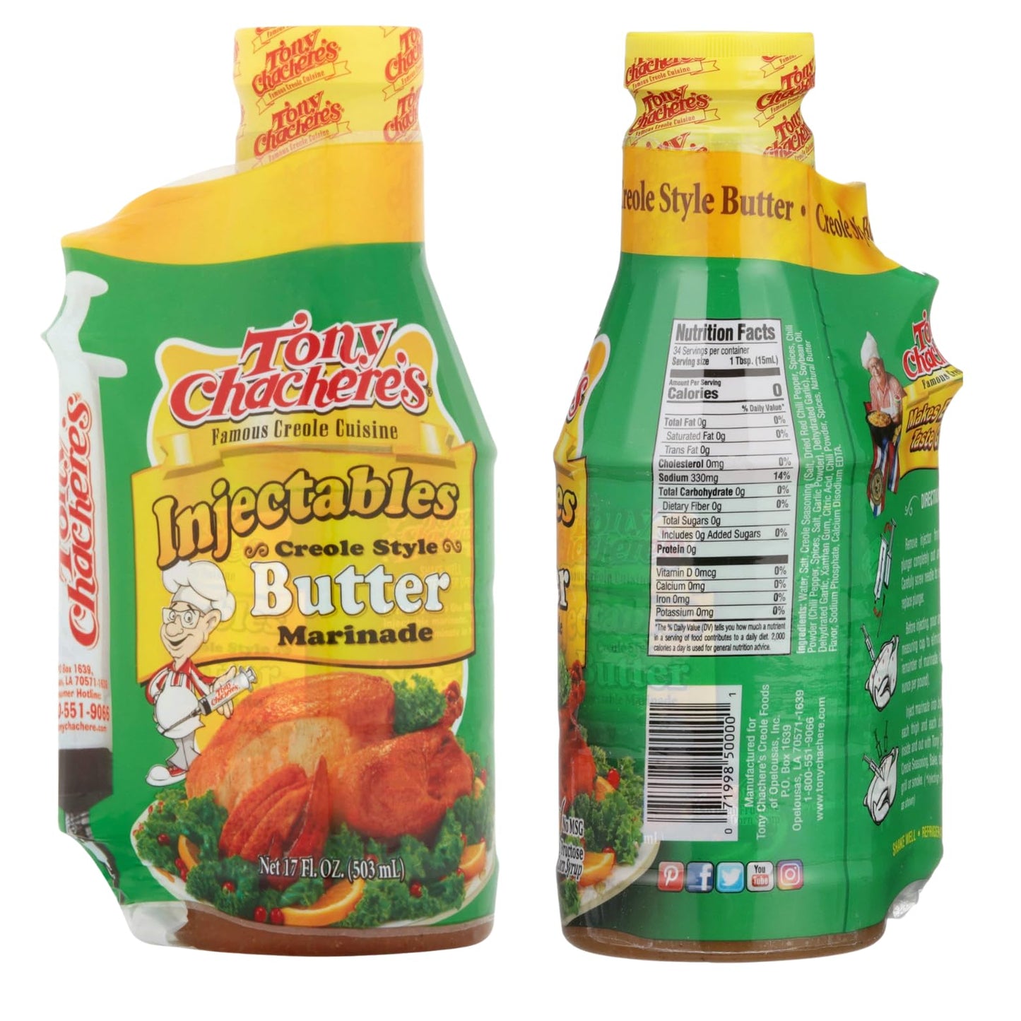 Tony Chachere'S Butter With Injector, 17 Fl Oz (Pack Of 3)
