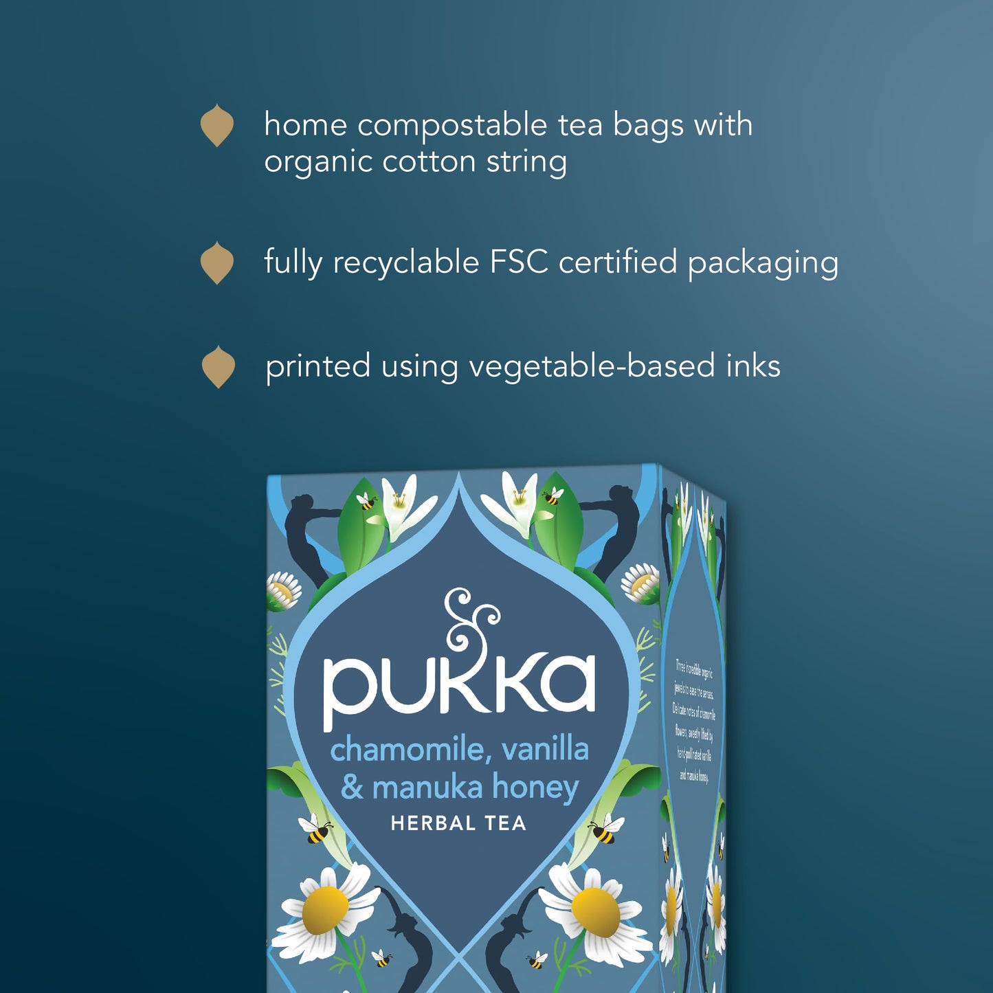 Pukka Calming Chamomile  Vanilla & Manuka Honey Organic Herbal Tea  Soothing Organic Tea Infusion S  Honey & Fennel Blend  Caffeine Free  80 Total Bags (20ct - Pack of 4)