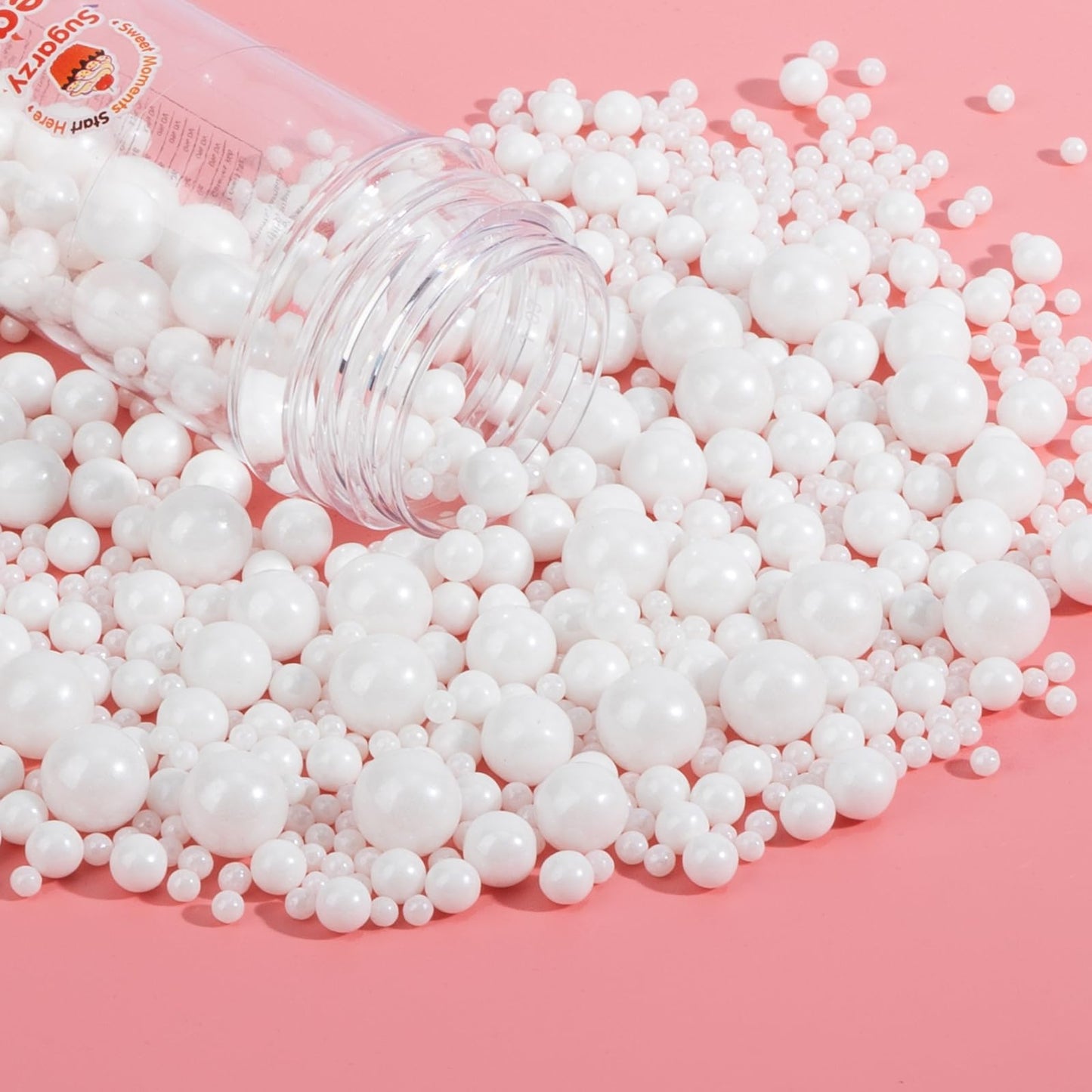 Sugarzy Christmas Edible White Pearl Sprinkles, 130g/4.58oz, Cake Decorating, Cupcake Toppers, Baking Candy Decorations