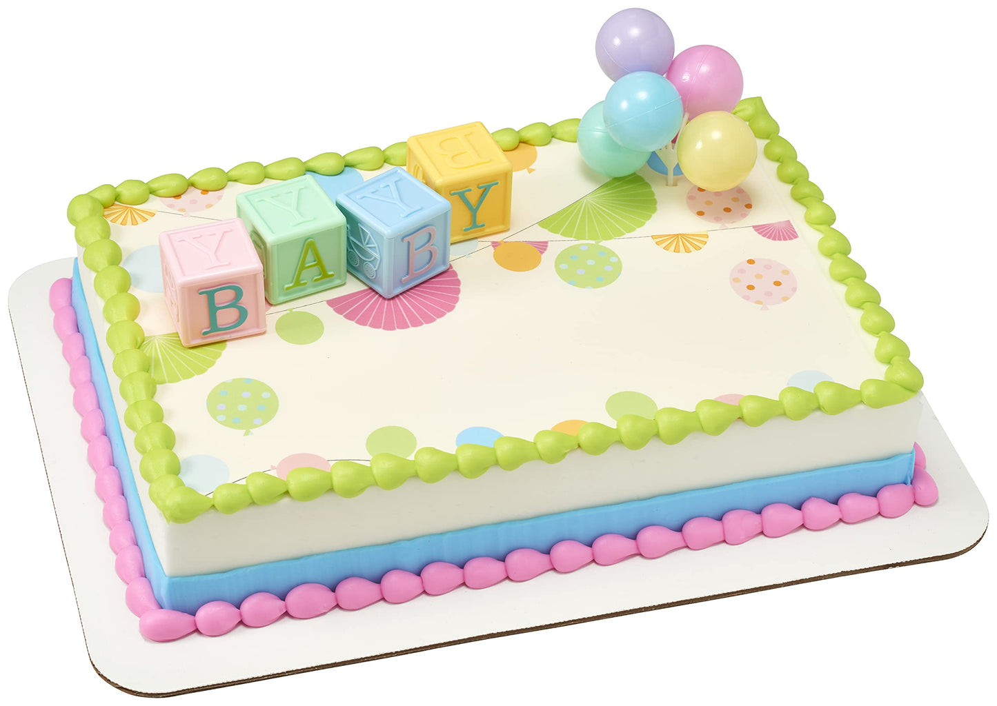 Decopac B-A-B-Y Blocks Decoset Cake Decoration Blue, Pink, Yellow, Approximately 5'' High