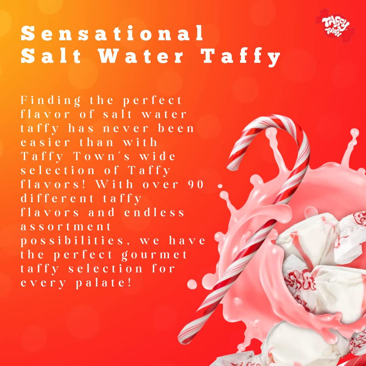 Taffy Town Saltwater Taffy- Peaches 'N' Cream | Gourmet | Nougat-Style Candy| Soft & Delicious| Sumer Snack Treats| Party Good C