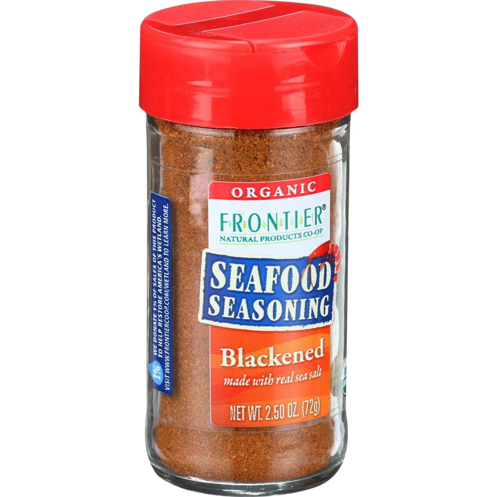 Frontier Co-Op Organic Blackened Seafood Seasoning, 2.5 Ounce Bottle, Savory Blend For Fish, Seafood, Sauces, Chowders