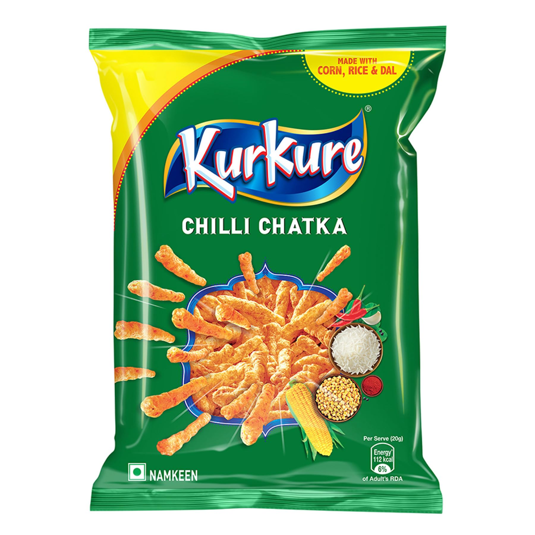Kurkure Namkeen Chips, Chilli Chatka Flavour, Crispy Spicy Chips & Snacks, 70/75G(Weight May Vary)