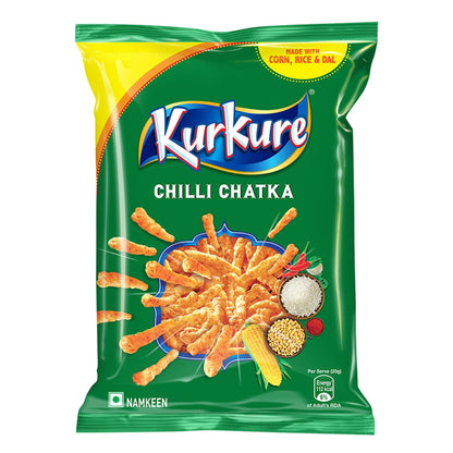 Kurkure Namkeen Chips, Chilli Chatka Flavour, Crispy Spicy Chips & Snacks, 70/75G(Weight May Vary)
