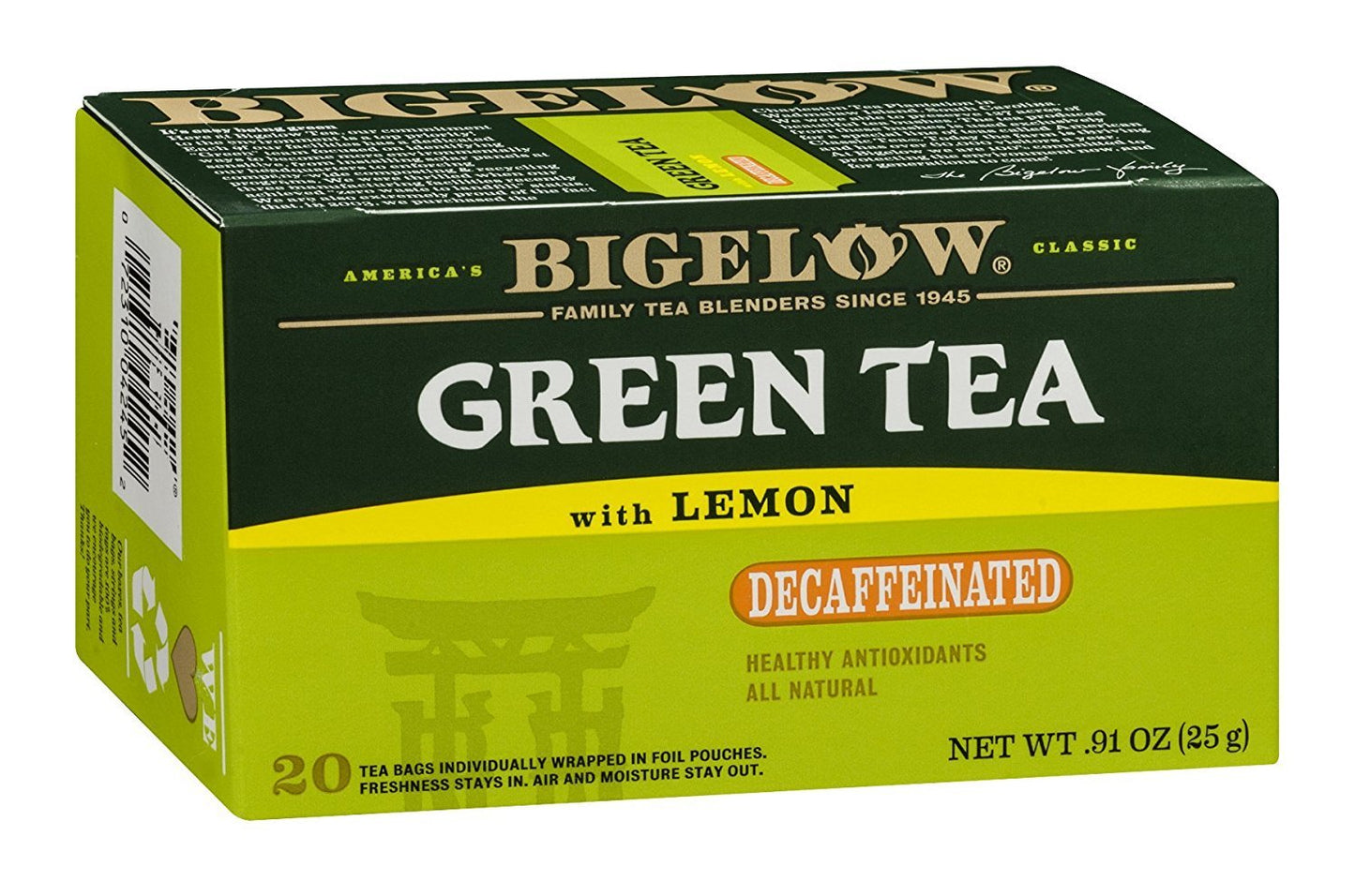 Bigelow, Tea Decaf Grn Lemon, 20 Bg, (Pack Of 6)