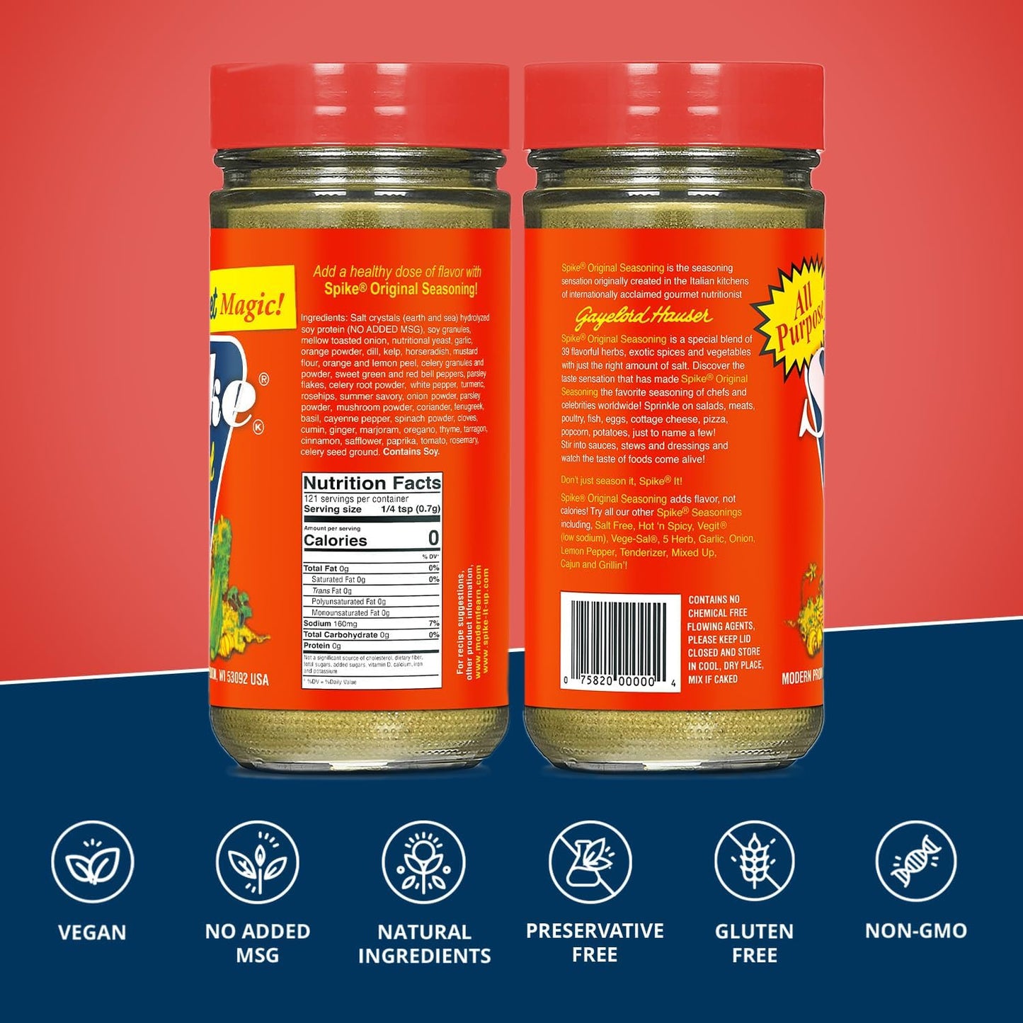 Spike Original Gourmet Magic Seasoning Salt Blend, All-Purpose Seasoning, 6 Oz, Pack of 2