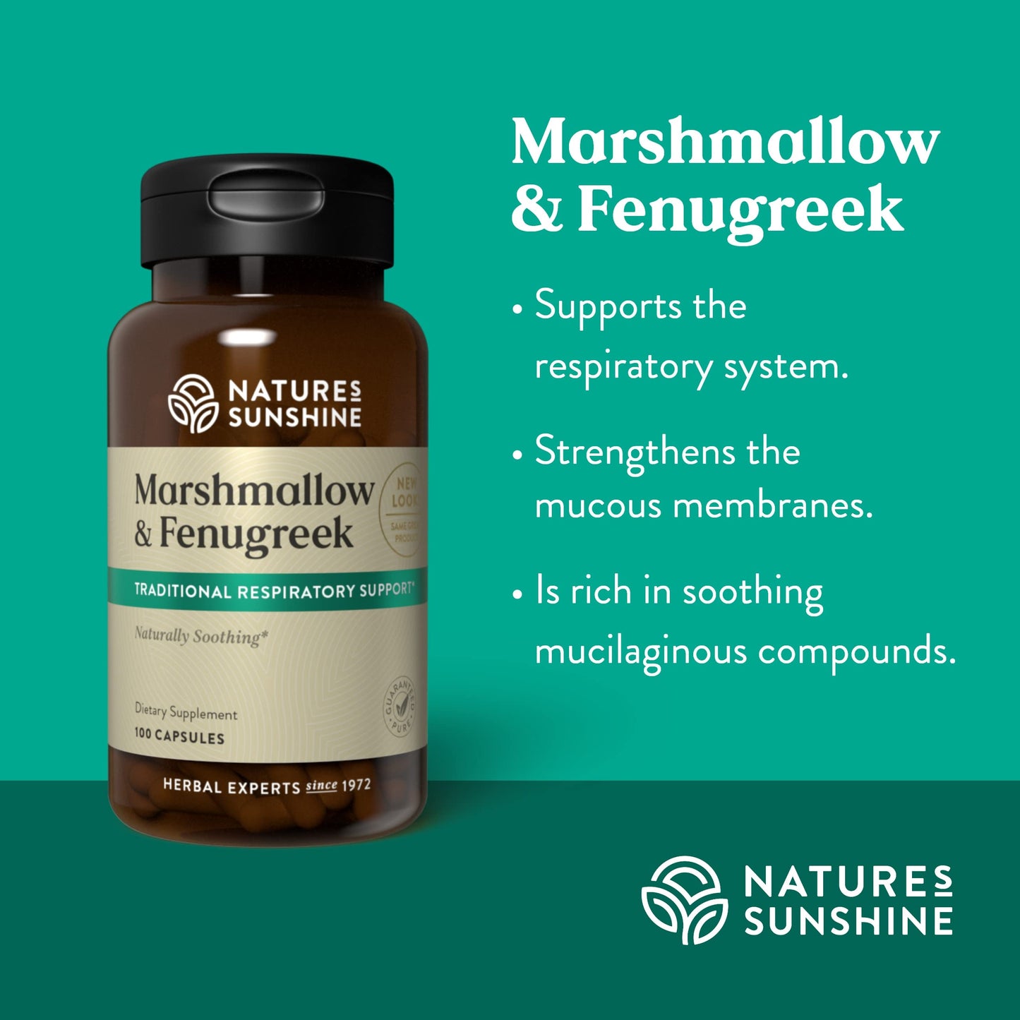 Natures Sunshine Marshmallow and Fenugreek compact pieces, 100 Count, Kosher