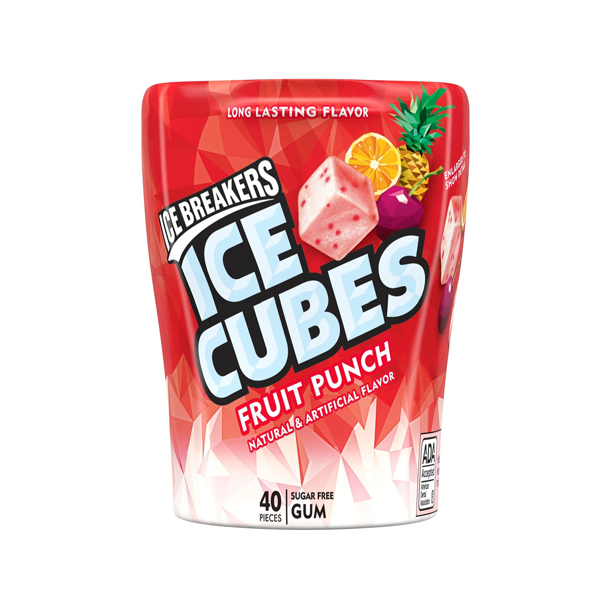 Ice Breakers Fruit Punch Ice Cubes, 40 Count, Pink, Refreshing Chewing Gum