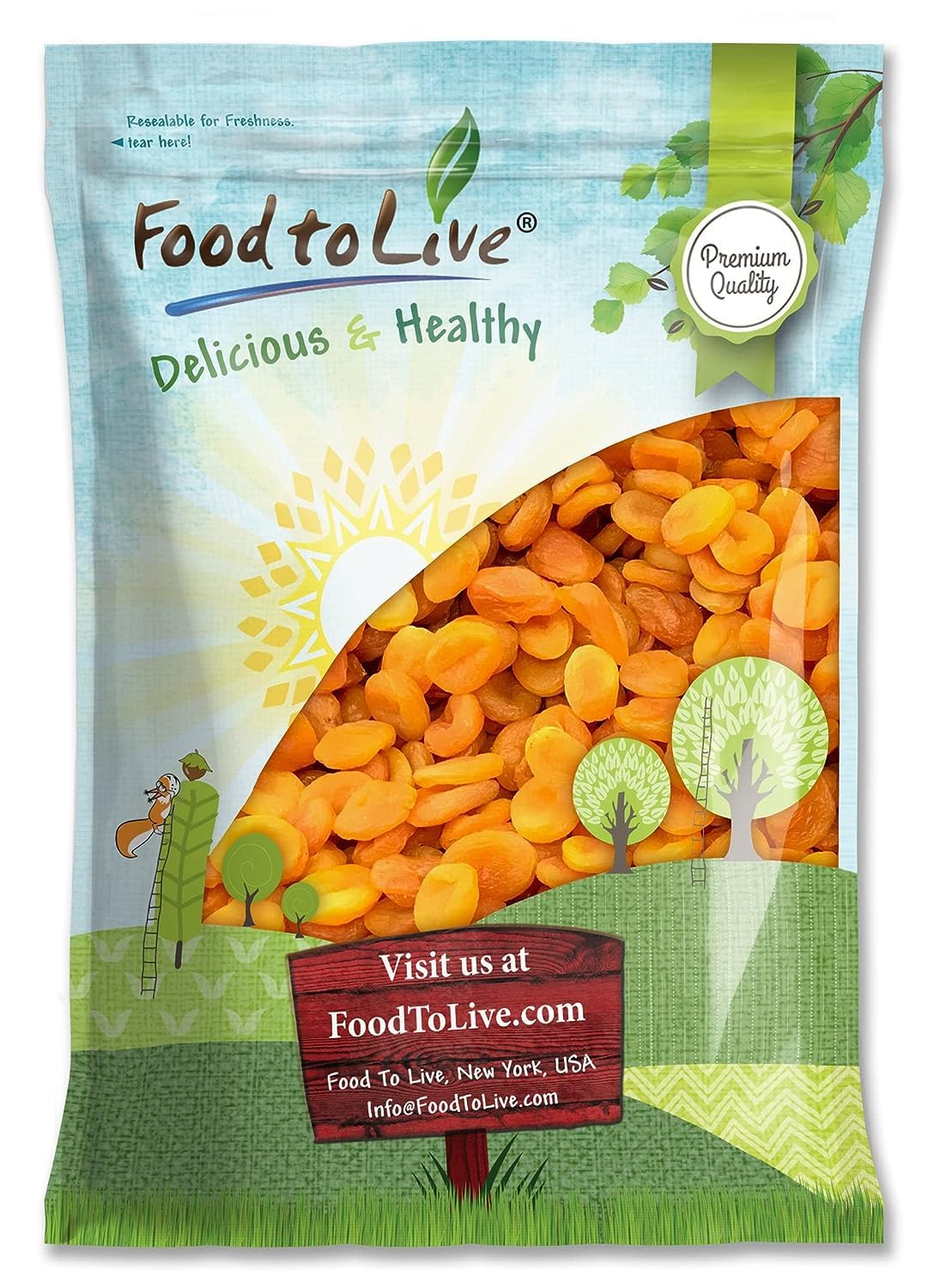 Food to Live Dried Apricots, 5 Pounds - Kosher, Vegan, Bulk, Product of Turkey
