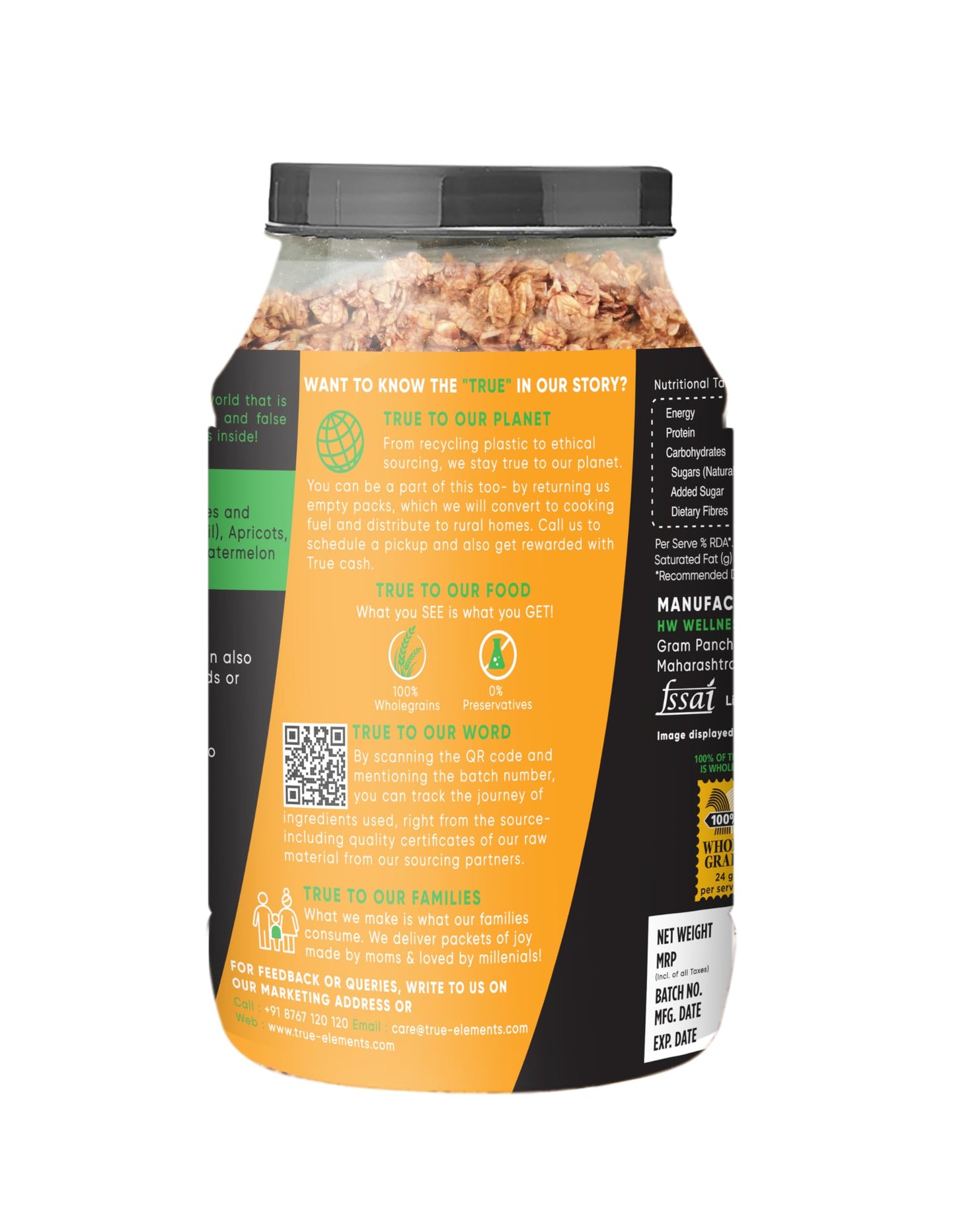 Granola Fruit And Nut 900G By True Elements - Granola For Breakfast | Richness Of Berries, Almonds & Cashews | Fiber Rich | Brea