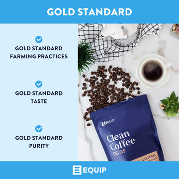Equip Foods Decaf Clean Coffee | Gold Standard, Certified Organic, Fair Trade, Regenerative | Medium Roast, Whole Bean, Honduras