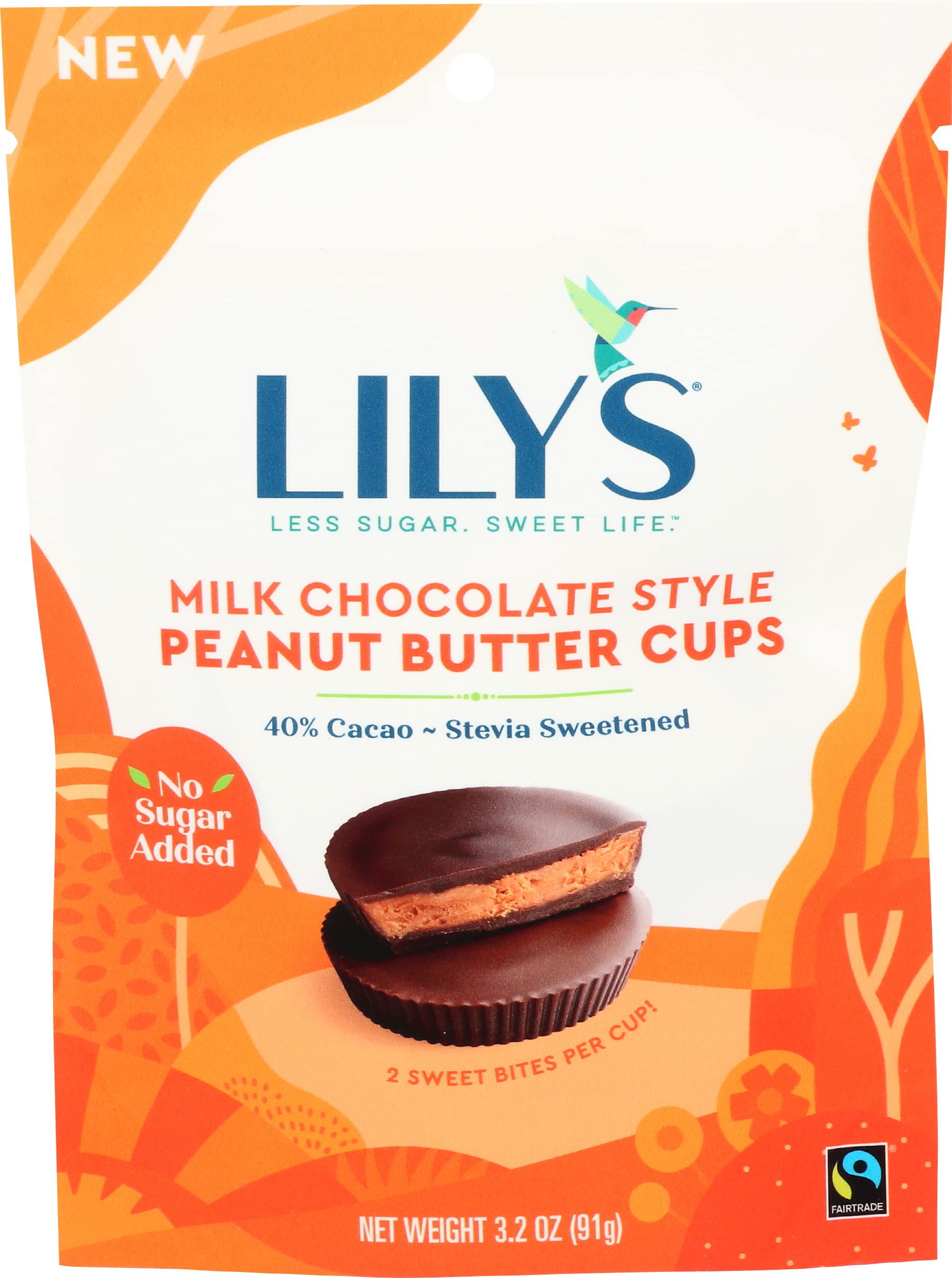 Lilys Sweets Milk Chocolate Style Peanut Butter Cups 3.2 Ounce Pouch