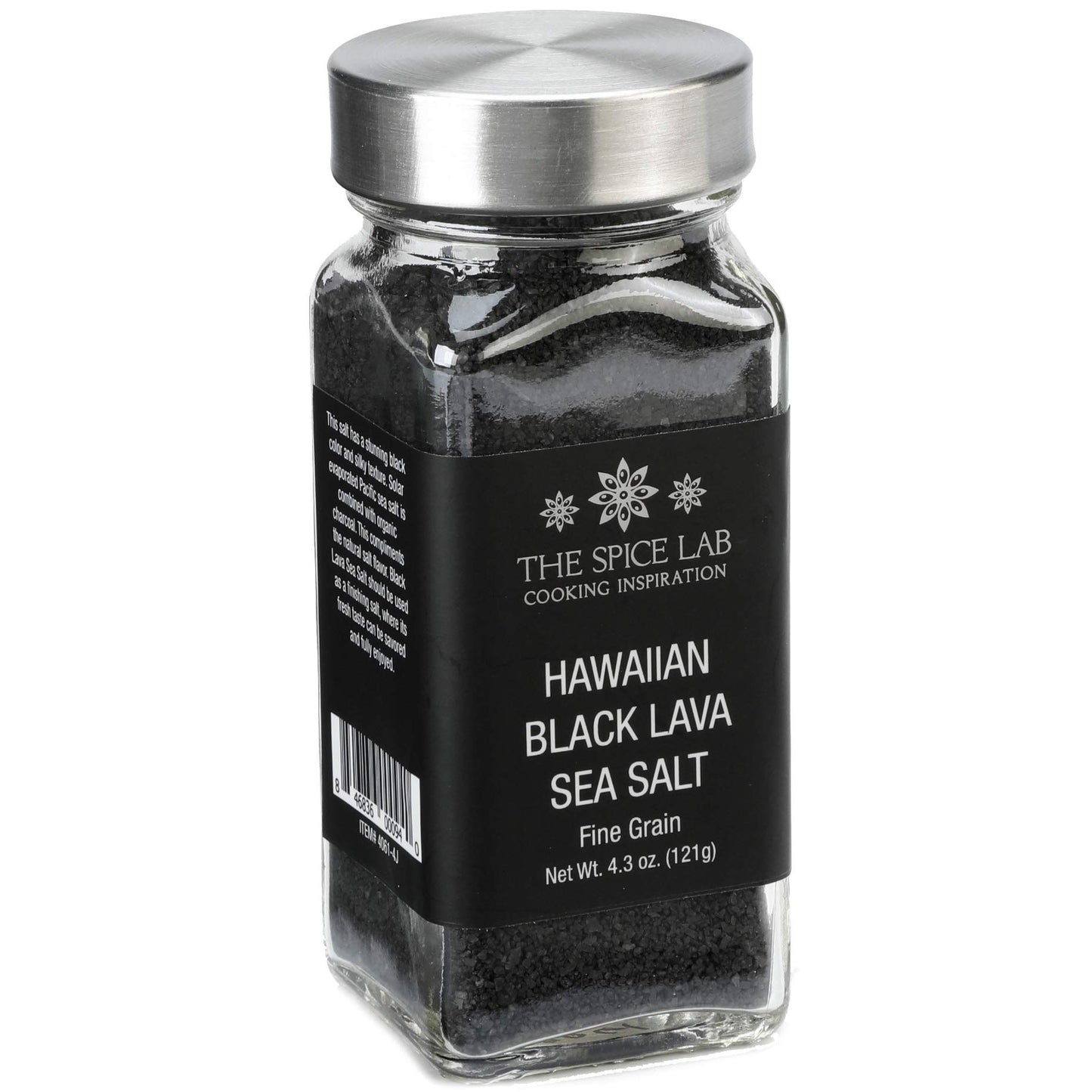 The Spice Lab Black Salt - Gourmet Hawaiian Black Lava Salt - 4.2 Oz French Jar - OU Kosher, Gluten-Free, Non-GMO