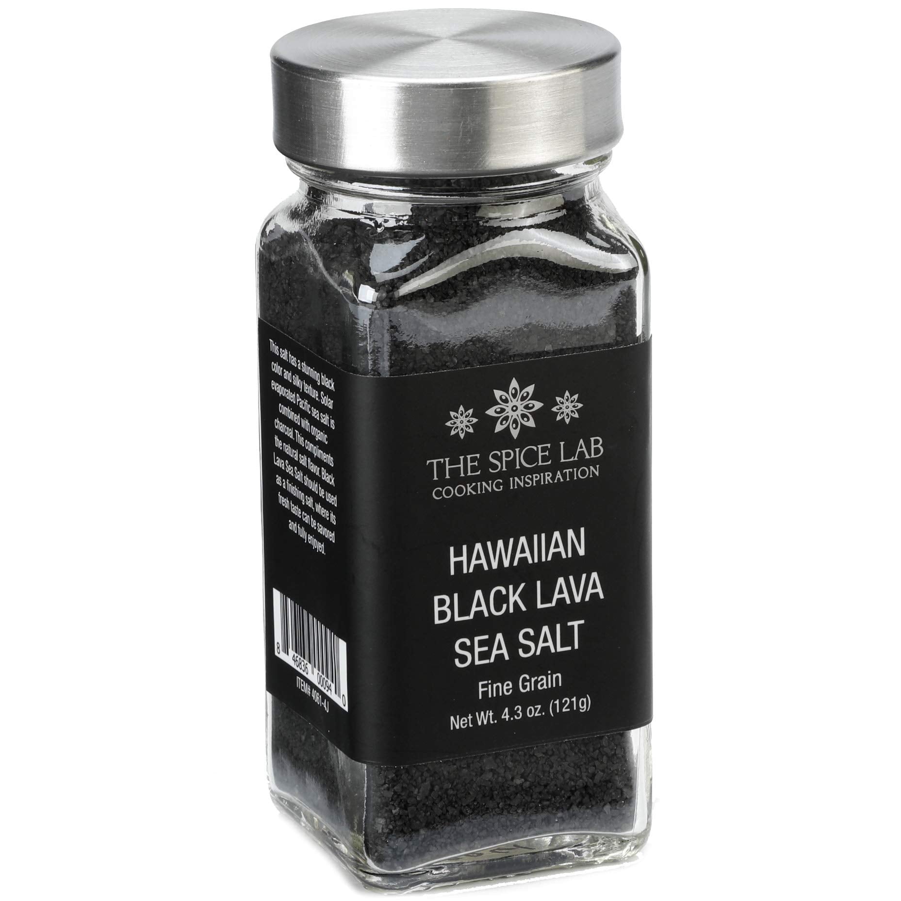 The Spice Lab Black Salt - Gourmet Hawaiian Black Lava Salt - 4.2 Oz French Jar - OU Kosher, Gluten-Free, Non-GMO