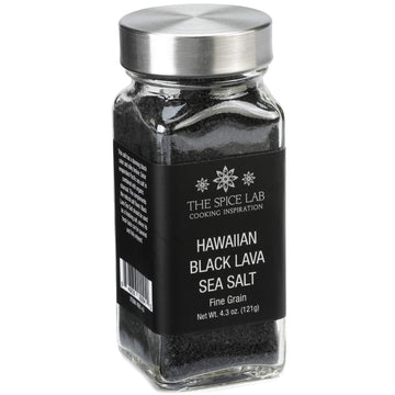 The Spice Lab Black Salt - Gourmet Hawaiian Black Lava Salt - 4.2 Oz French Jar - OU Kosher, Gluten-Free, Non-GMO