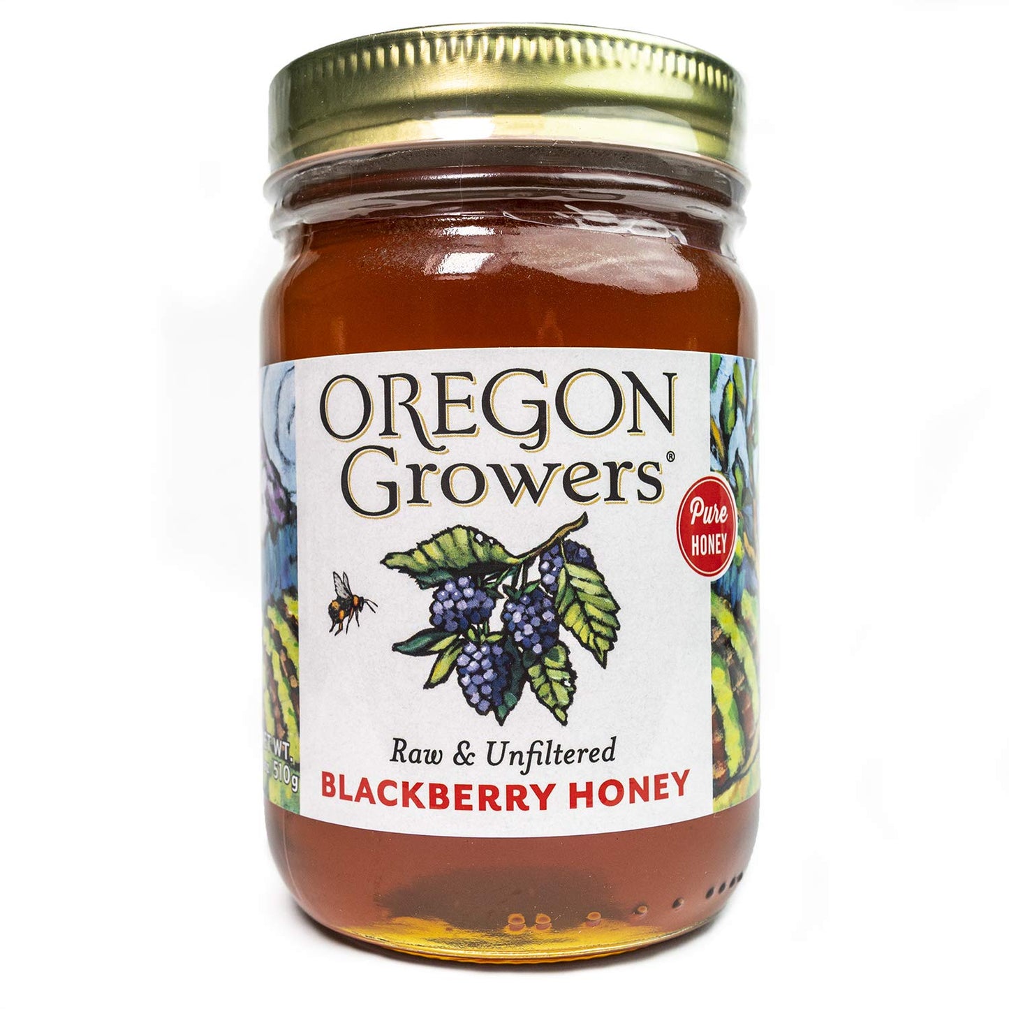Oregon Growers Raw & Unfiltered Blackberry Honey - Organic Honey, 18 Oz