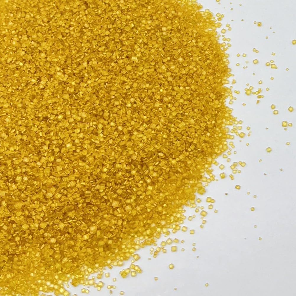 Senchanting Gold Sanding Sugar Sprinkles, Edible Crystal Gold Sanding Candy Sugar For Cake Decorating Wedding Party Baking Cupca