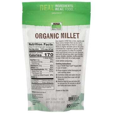 Now Foods, Organic Millet, Gluten-Free, Whole Grain, Hulled, Usa-Grown, 16-Ounce (Packaging May Vary)