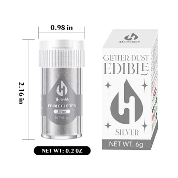 Silver Edible Glitter For Cocktails - 6G Silver Luster Dust Edible Drink Glitter Food Grade Metallic Shimmer Powder Sprinkles Fo