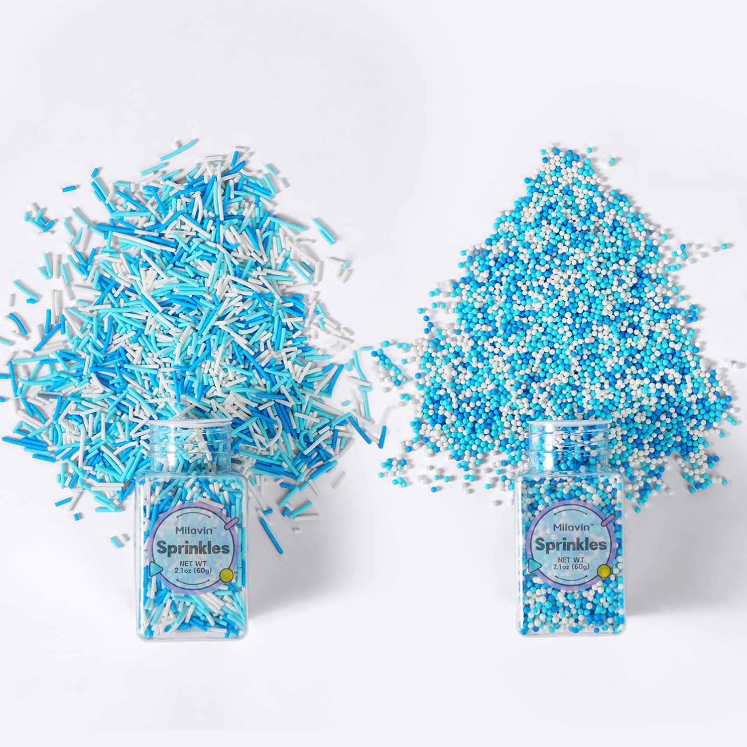 Winter Sprinkles for Cookie Decorating, Blue and White Sprinkle, Jimmies, Nonpareils, Edible Sprinkles for Christmas, Winter The
