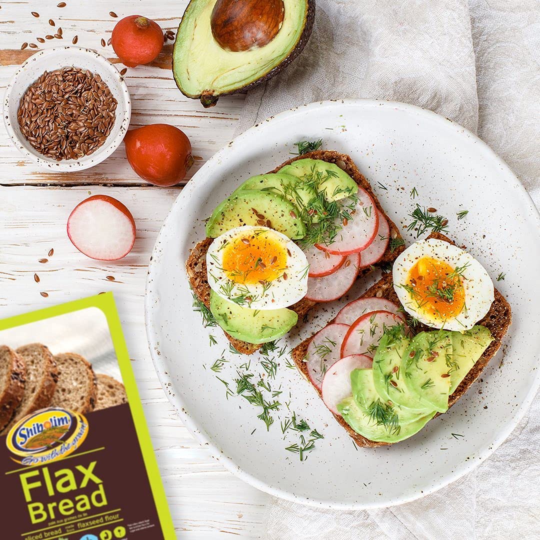 Shibolim FlaxSeed Bread 1lb (2 Pack) Low Carb, Zero Net Carbs Per Serving, Keto Friendly, Rich in Fiber & Protein, Vegan, Certif