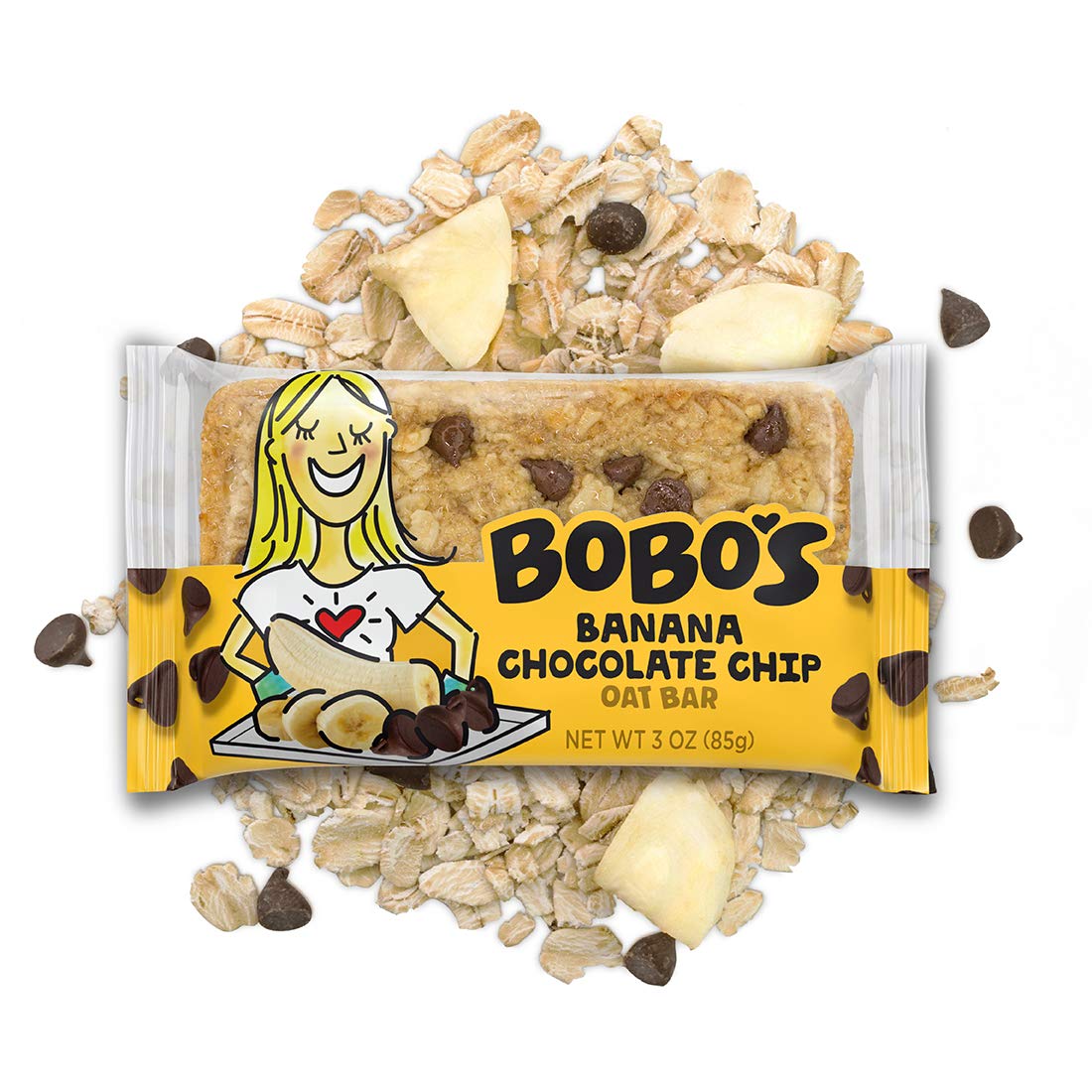 Bobos Oatmeal Bars, Banana Chocolate Chip, Gluten Free Vegan, Pack of 12, 3 Ounce