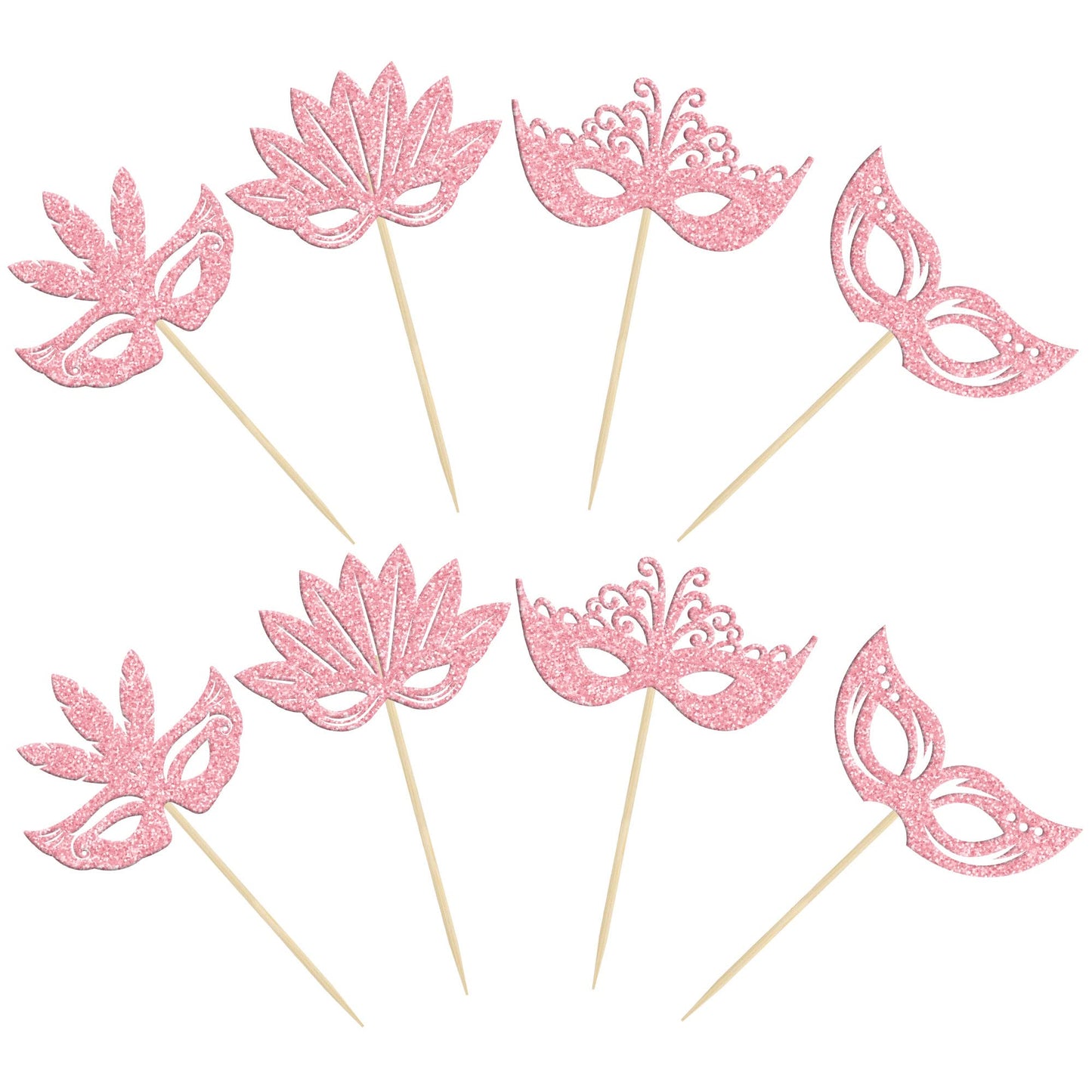 24Pcs Masquerade Masks Cupcake Toppers Glitter Bachelorette Party Mask Cupcake Food Picks Masquerade Mardi Gras Party Baby Showe