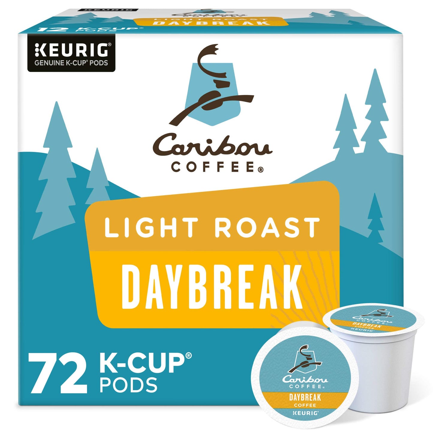 Caribou Coffee Daybreak Morning Blend K-Cup Pods, Light Roast, 72 Count, Model 5000054100