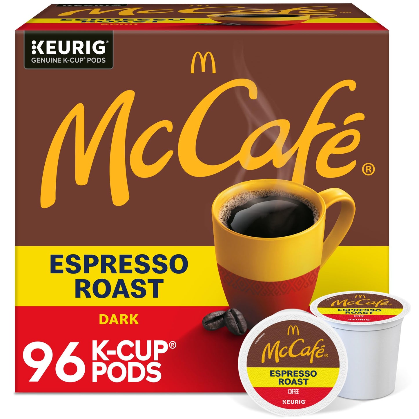 Mccafe Espresso Roast Coffee  Keurig Single-Serve K-Cup Pods  96 Count (4 Packs Of 24)  Dark Roast Made With Arabica Beans  Bold Flavor With Bittersweet Chocolate & Toasted Nut Notes