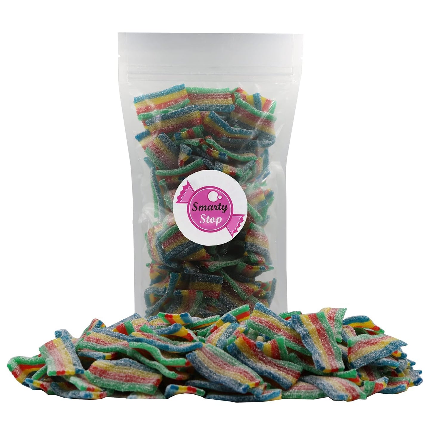 Smarty Stop Every Sour Belts Flavor Gummy Candies 1 Pound (Quatro Mini Bite)