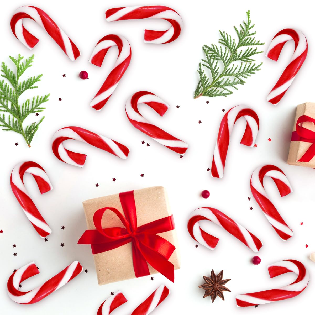 Christmas Mini Candy Canes Classic Red & White Peppermint Flavor for Holiday Family Indulgement - Small Candy Canes Individually Wrapped for Kids & mature-themeds  Great Candy Cane Gift Set - 50 Pack