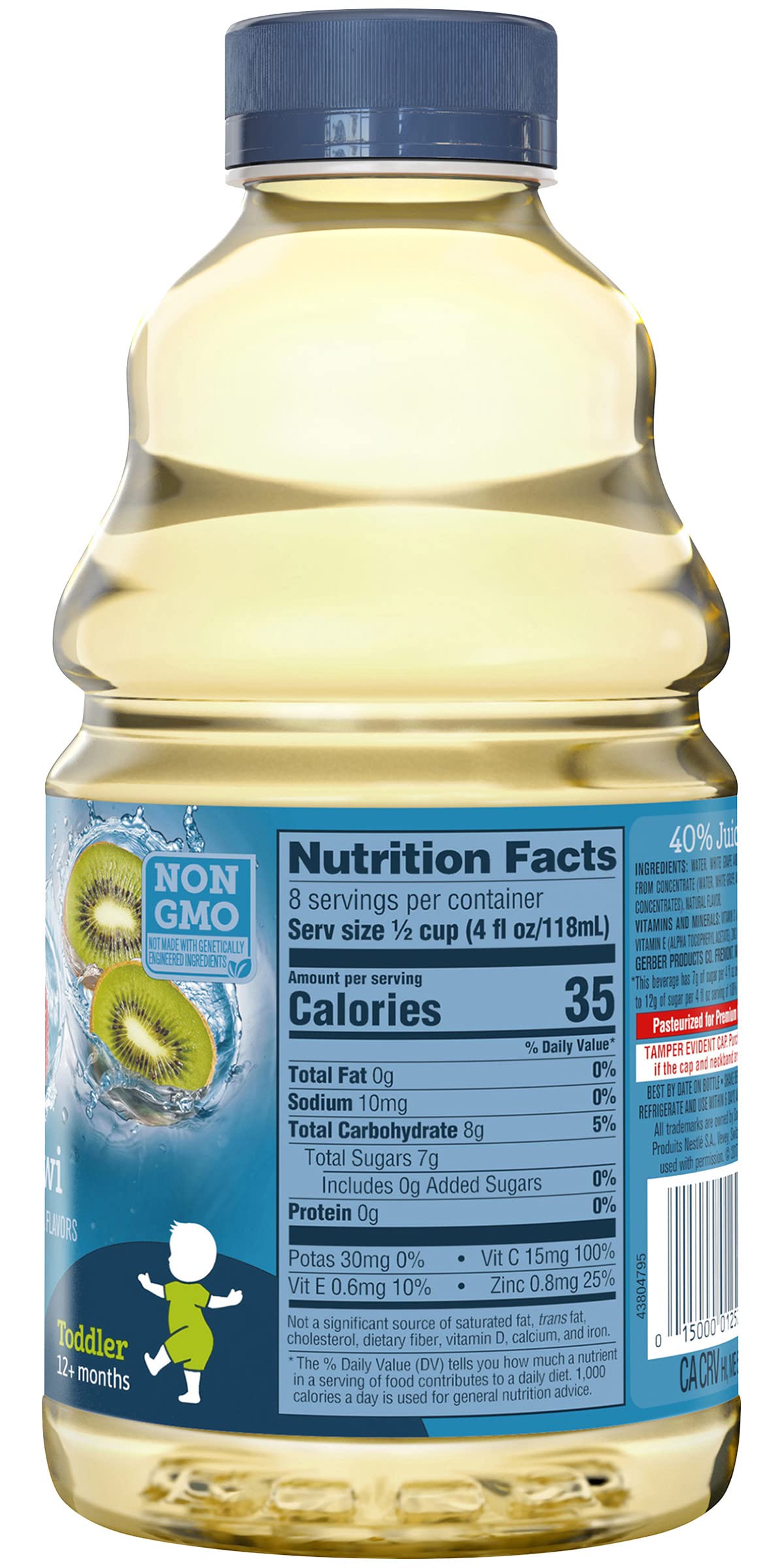 Gerber Water & Fruit Toddler Juice Blend, Strawberry Kiwi, 32 Ounce Bottles