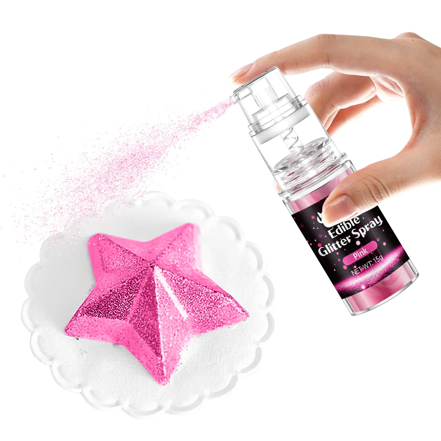 Pink Edible Glitter Spray - 15G Edible Pink Glitter For Cakes Food Grade Shimmer Powder Cake Sprinkles For Cookie Decorating Cho