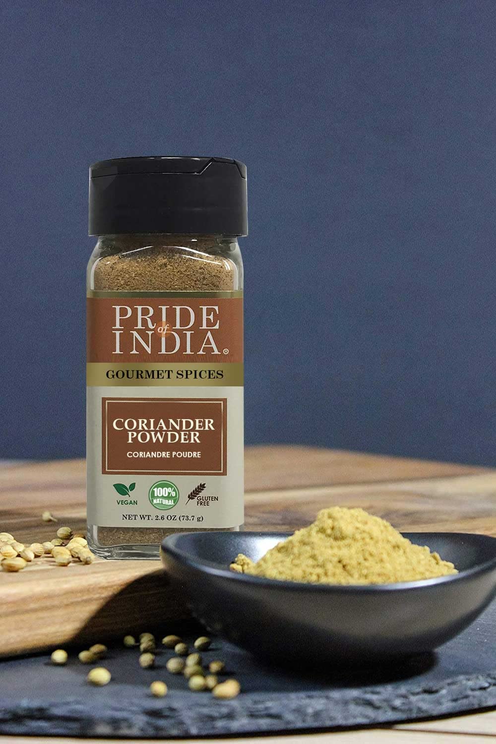 Pride Of India – Coriander Seed Ground – Authentic Indian Spice – Freshly Packed Gourmet Spice – Must Ingredient In Indian & Middle Eastern Cuisines – Easy To Use – 2.6 Oz. Small Dual Sifter Jar