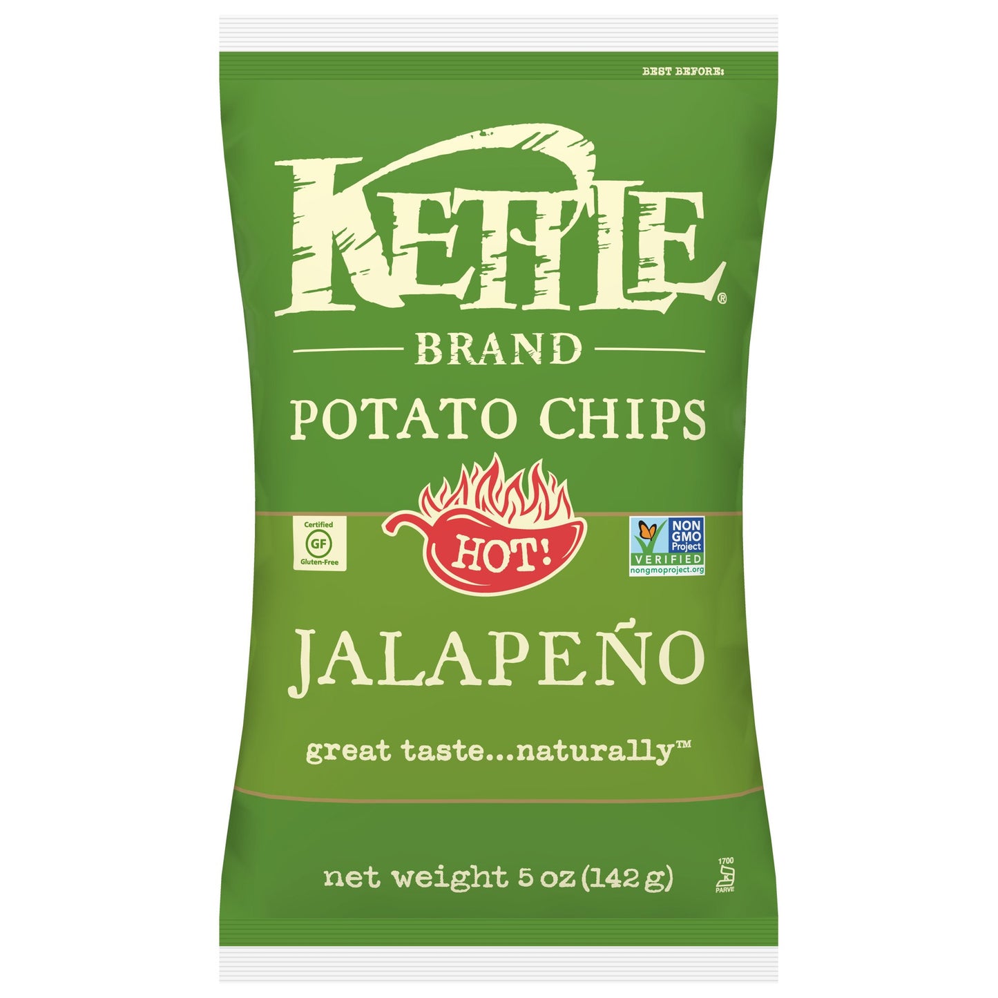Kettle Brand Potato Chips, Jalapeno, 5 Ounce Bags (Pack Of 8)
