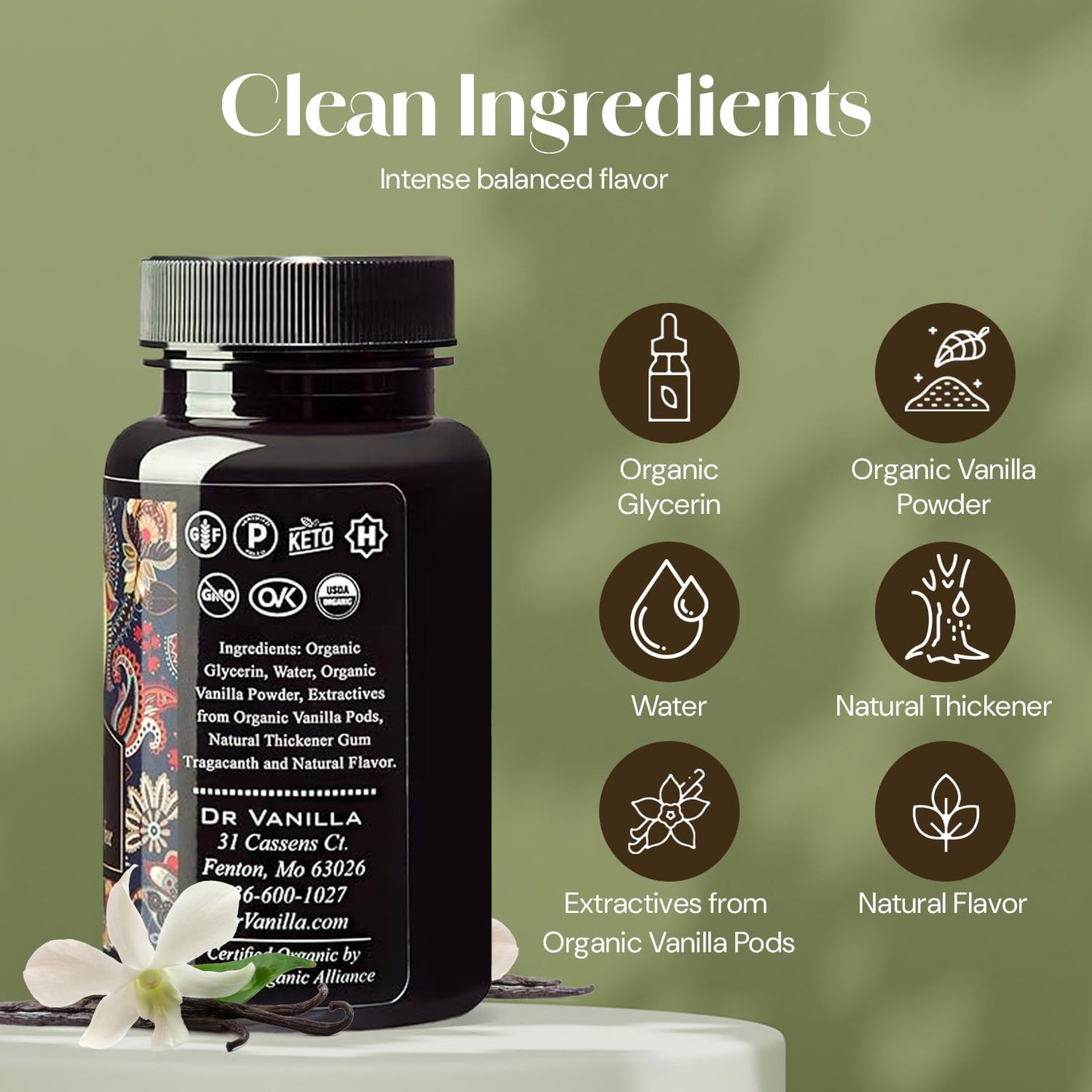 DOCTOR VANILLA ARTISANAL Organic Vanilla Paste - spirit-inspired flavor, Madagascar, Kosher, Halal, Non-GMO, Sugar-Free, Gluten-Free, 4oz