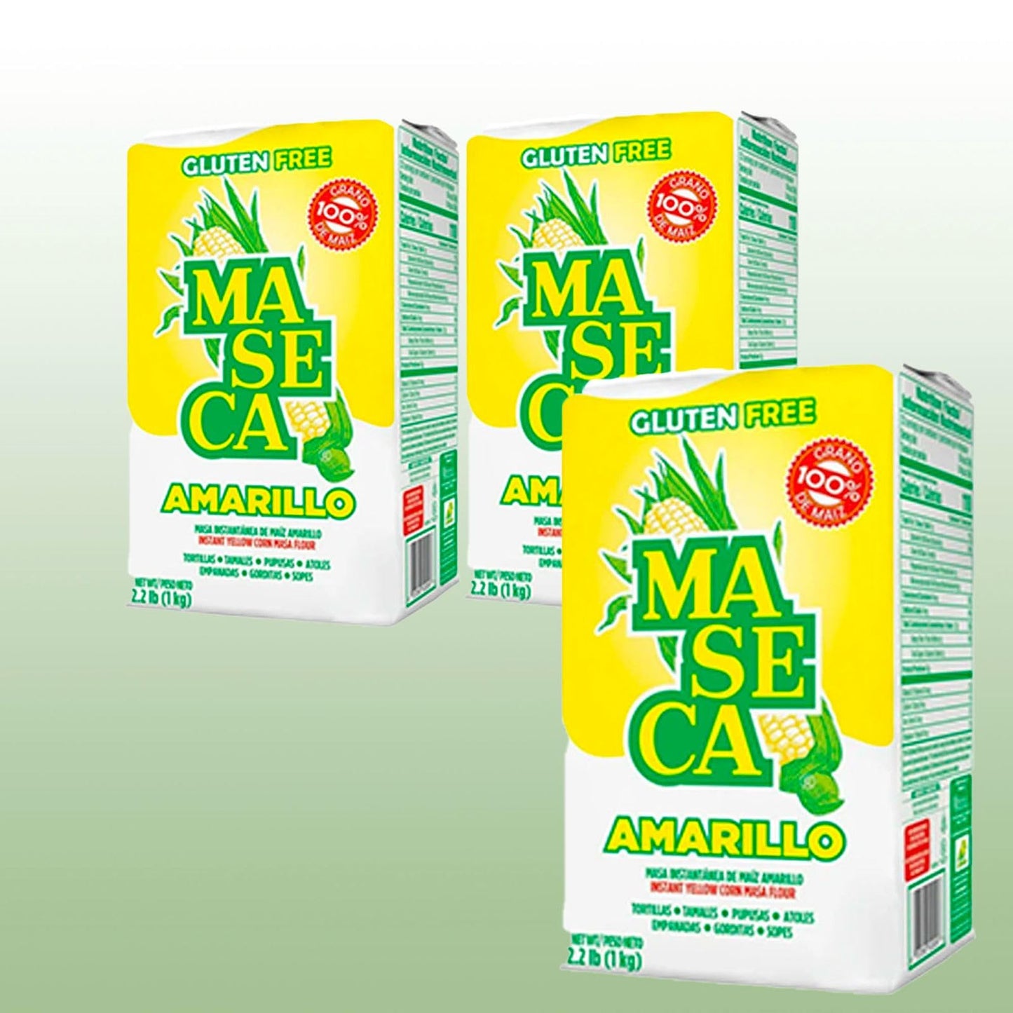 Maseca Amarillo Gluten Free Harina De Maiz (Corn Flour) 2 Lbs Bag 3 Pack