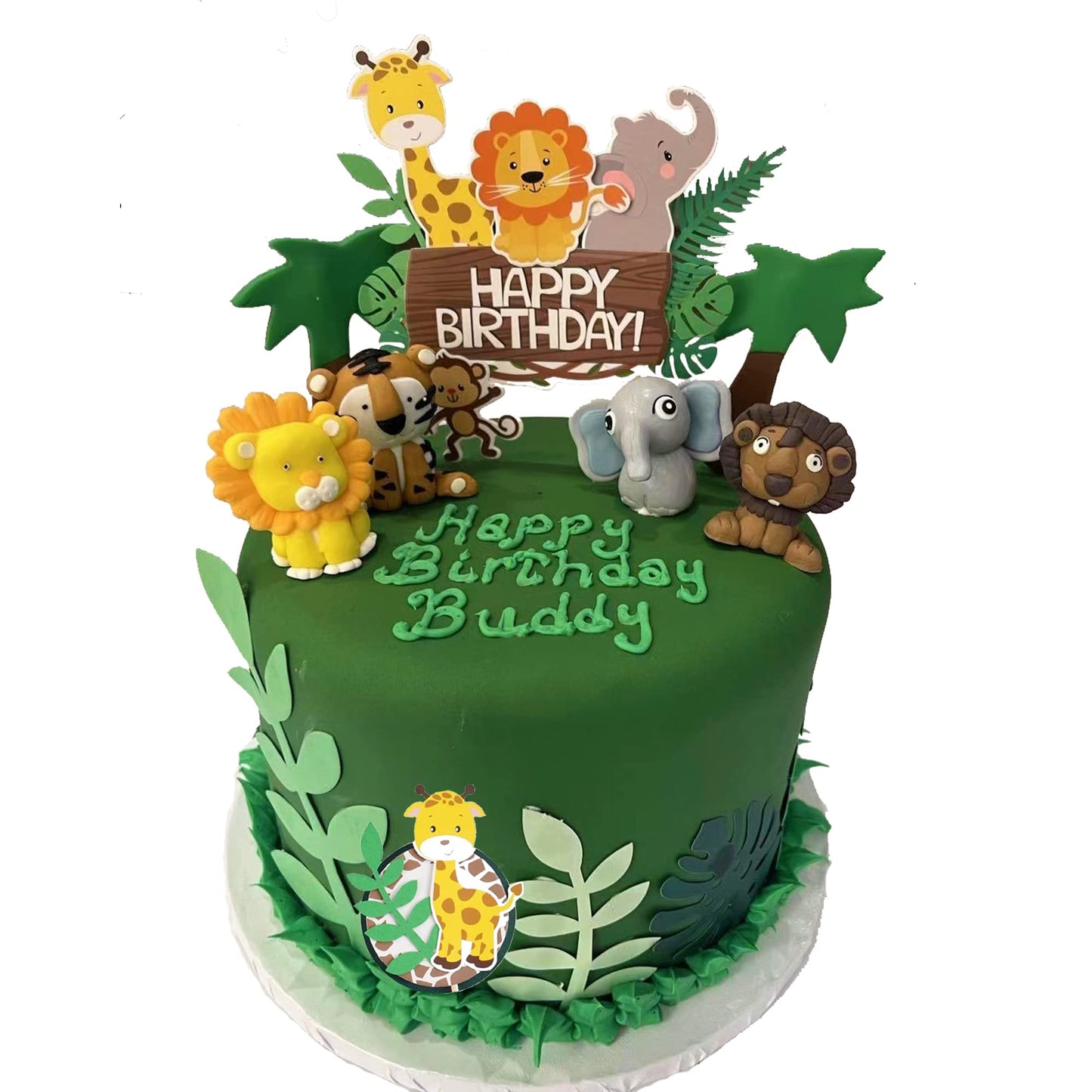 16 Pcs Safari Cake Topper Elephant Birthday Cake Toppers Jungle Animals Cakes Toppers 1St Birthday Decorations Woodland Animal T