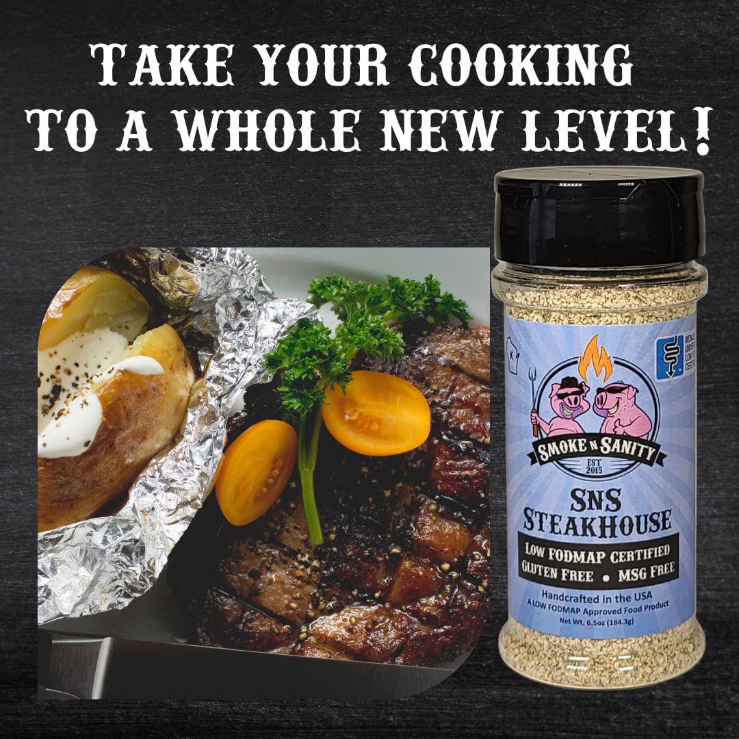 Smoke n Sanity SnS SteakHouse | Sensitive Stomach Approved | Full Flavor | Monash Certified Low FODMAP | Gluten Free | Certified