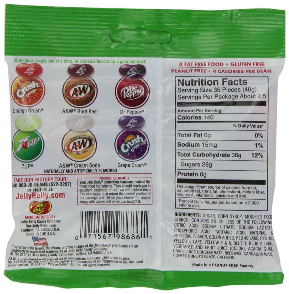 Jelly Belly Jelly Beans, 6 Soda Flavors, 3.5 oz (Pack of 12), Orange