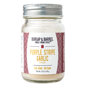 Burlap & Barrel Purple Stripe Garlic - 3oz Glass Jar - Savory Flavor for Sauces, Chicken, Pizza - Alternative to Fresh Garlic