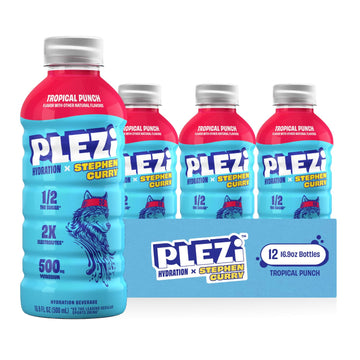 PLEZi Tropical Punch Hydration Drink x Stephen Curry - Sports Drinks with 2X the Electrolytes - 500mg Potassium, Low Sugar, No A