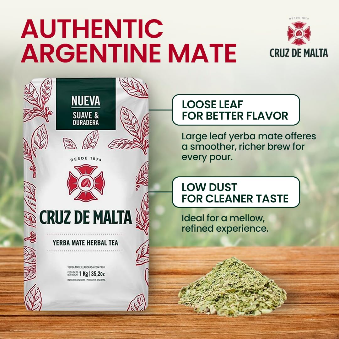 Yerba Mate Cruz De Malta 2.2Lb 1 Kilo - Pack Of 6