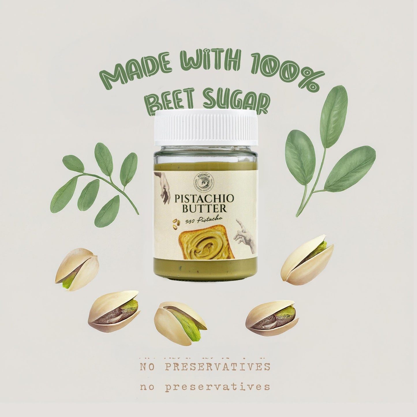 Edenica Pistachio Cream – Nut Butter Spread for Desserts – 320g (11.3oz)